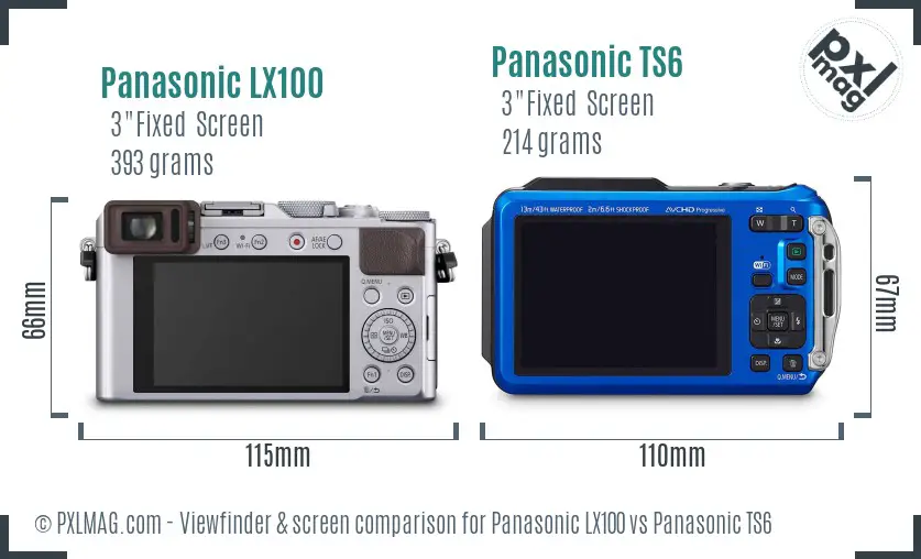 Panasonic LX100 vs Panasonic TS6 Screen and Viewfinder comparison