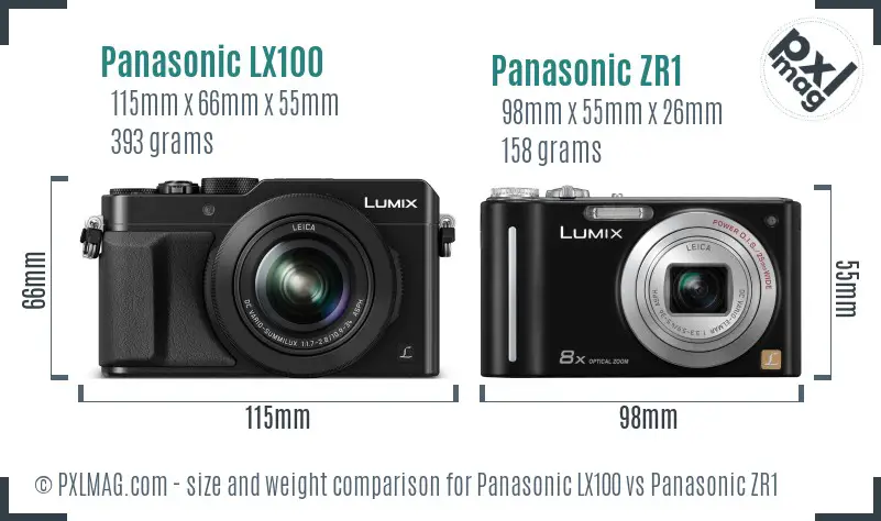 Panasonic LX100 vs Panasonic ZR1 size comparison
