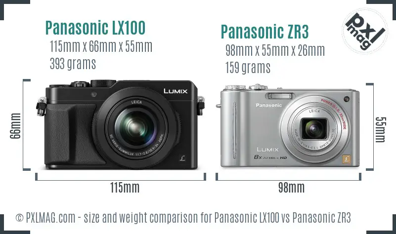 Panasonic LX100 vs Panasonic ZR3 size comparison