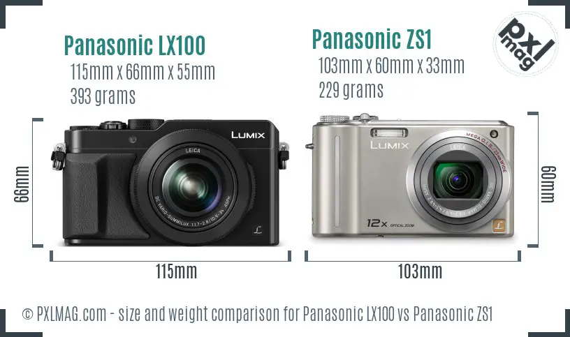 Panasonic LX100 vs Panasonic ZS1 size comparison