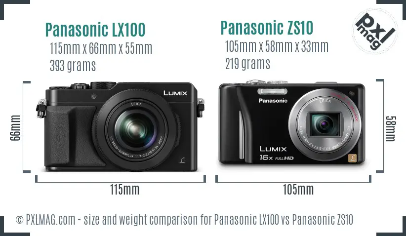 Panasonic LX100 vs Panasonic ZS10 size comparison