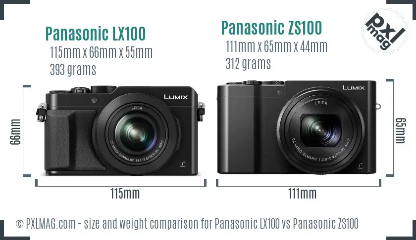 Panasonic LX100 vs Panasonic ZS100 size comparison