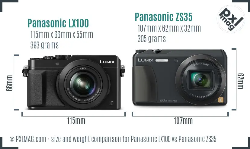 Panasonic LX100 vs Panasonic ZS35 size comparison