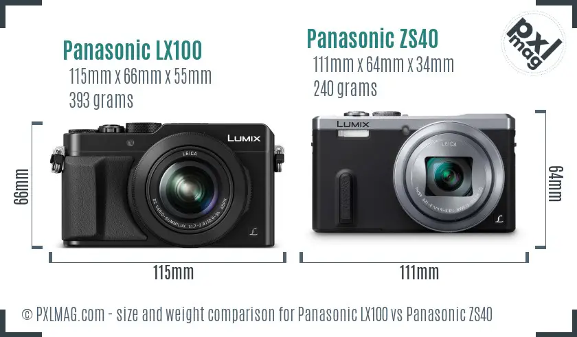 Panasonic LX100 vs Panasonic ZS40 size comparison