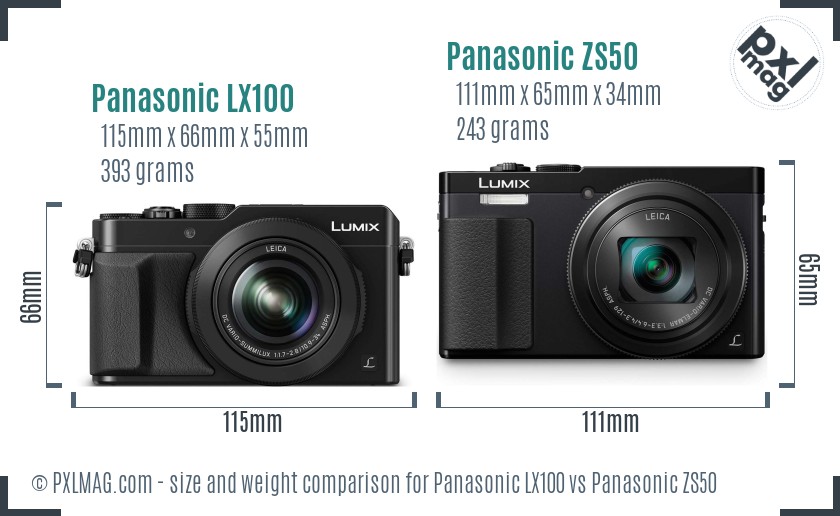 Panasonic LX100 vs Panasonic ZS50 size comparison