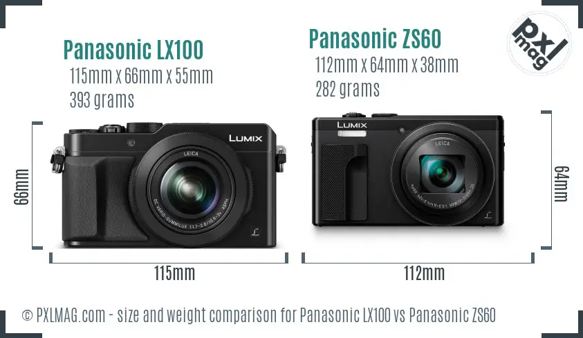 Panasonic LX100 vs Panasonic ZS60 size comparison