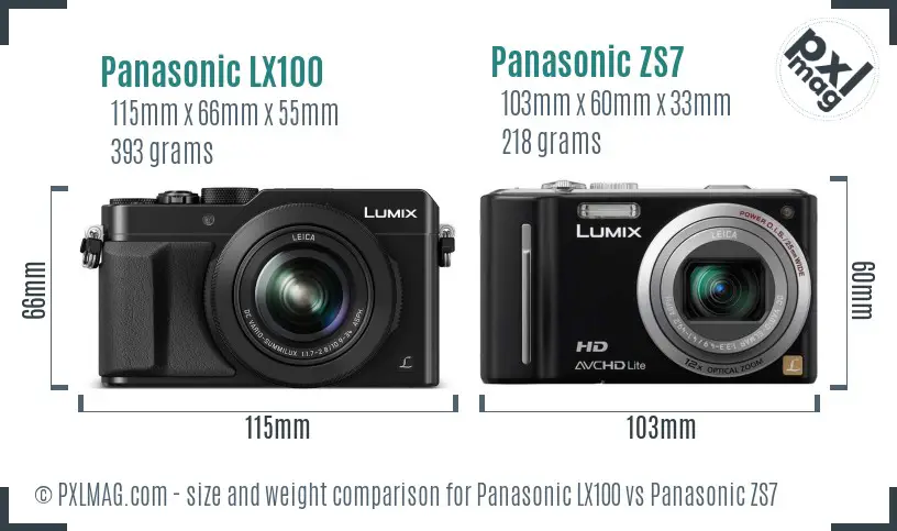 Panasonic LX100 vs Panasonic ZS7 size comparison