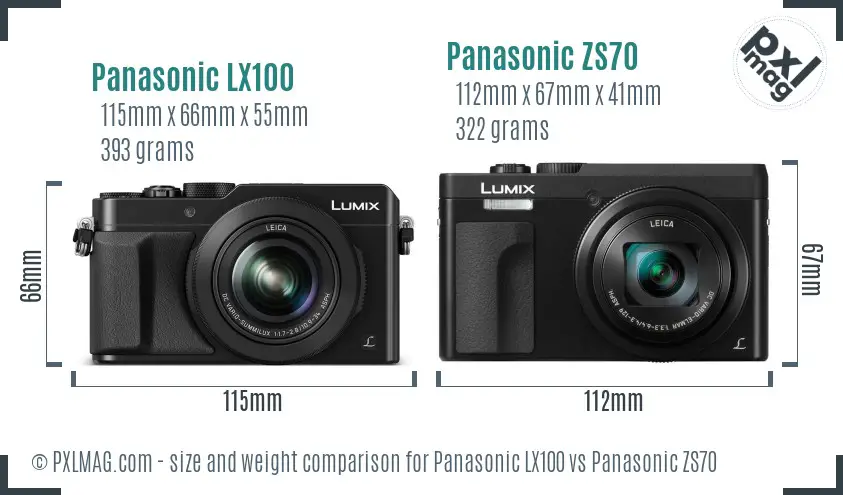 Panasonic LX100 vs Panasonic ZS70 size comparison