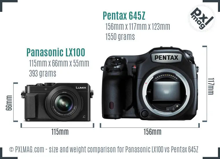 Panasonic LX100 vs Pentax 645Z size comparison
