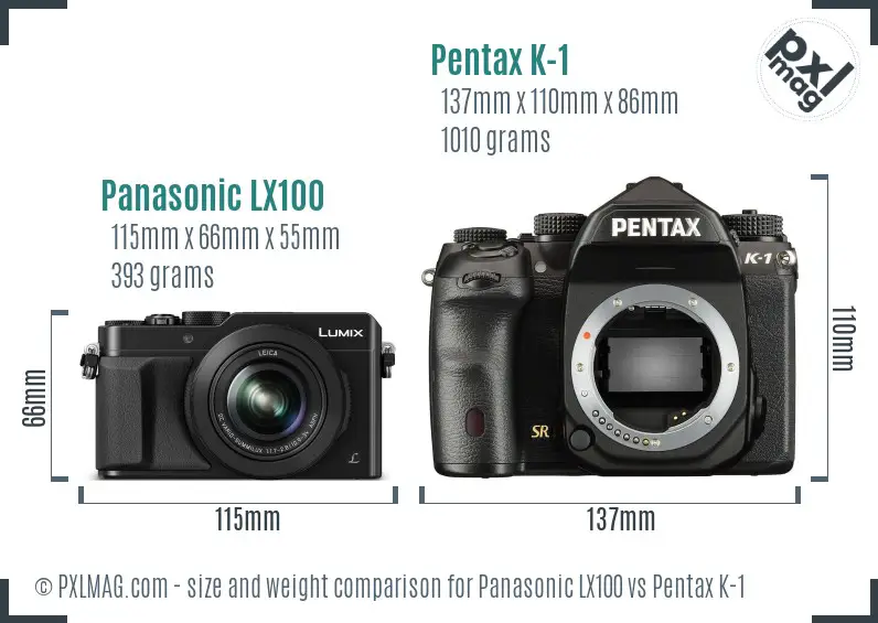 Panasonic LX100 vs Pentax K-1 size comparison