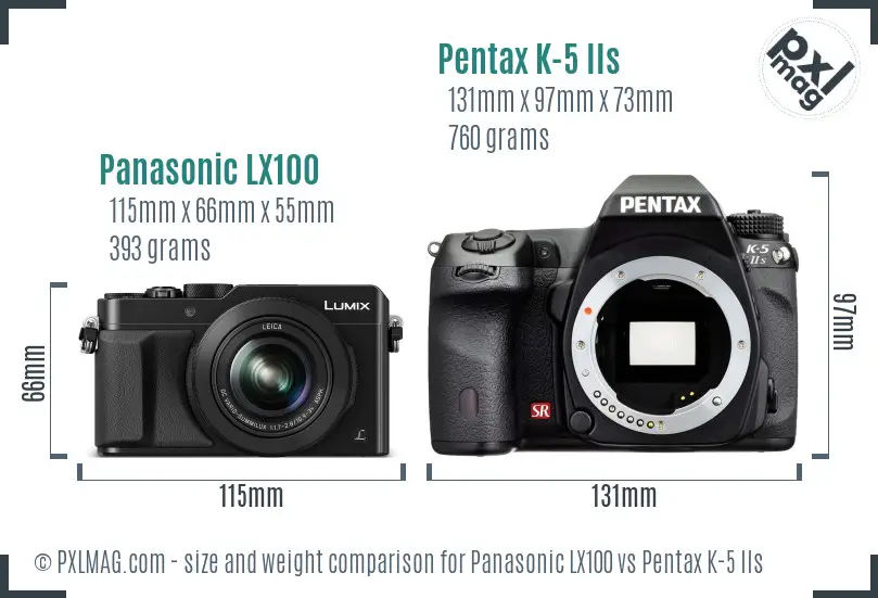 Panasonic LX100 vs Pentax K-5 IIs size comparison