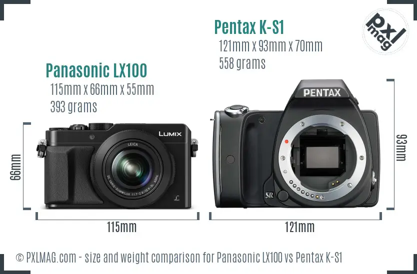 Panasonic LX100 vs Pentax K-S1 size comparison