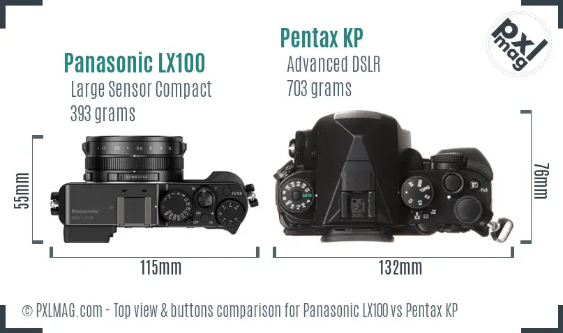 Panasonic LX100 vs Pentax KP top view buttons comparison