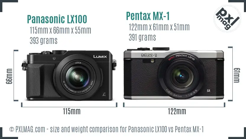 Panasonic LX100 vs Pentax MX-1 size comparison