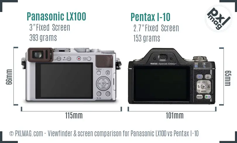 Panasonic LX100 vs Pentax I-10 Screen and Viewfinder comparison
