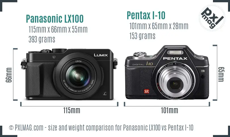 Panasonic LX100 vs Pentax I-10 size comparison