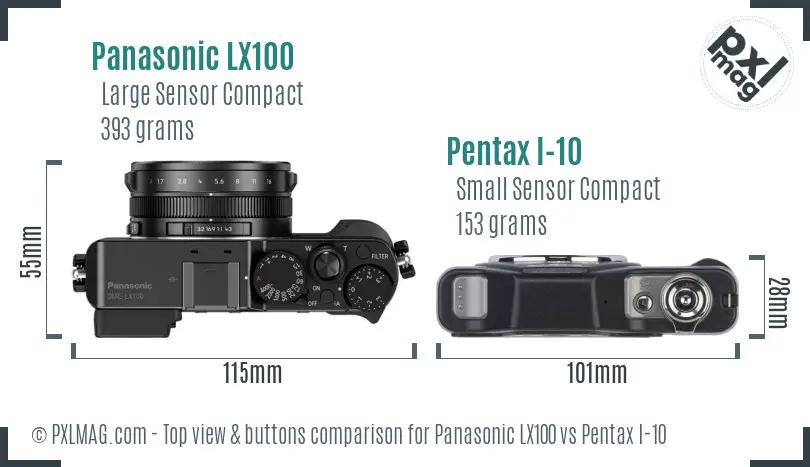 Panasonic LX100 vs Pentax I-10 top view buttons comparison