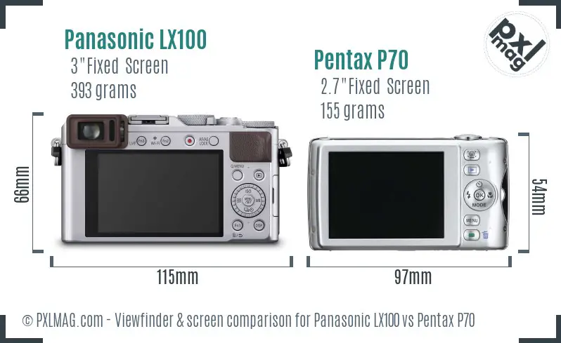 Panasonic LX100 vs Pentax P70 Screen and Viewfinder comparison
