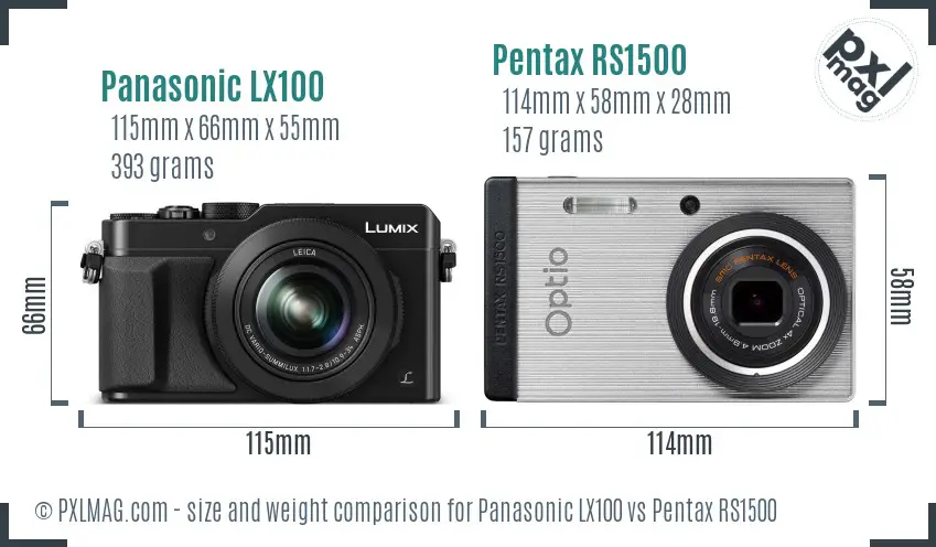 Panasonic LX100 vs Pentax RS1500 size comparison
