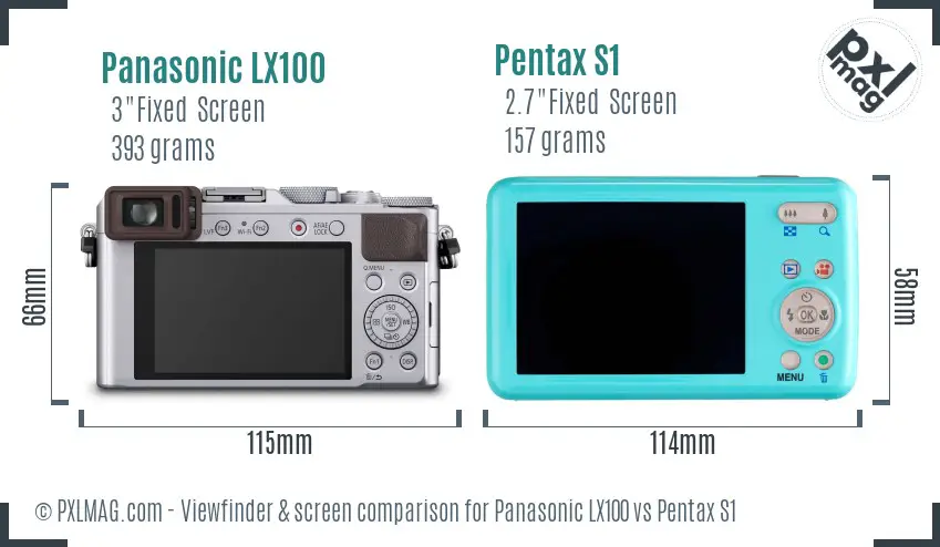 Panasonic LX100 vs Pentax S1 Screen and Viewfinder comparison