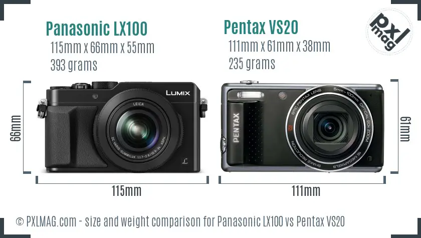 Panasonic LX100 vs Pentax VS20 size comparison