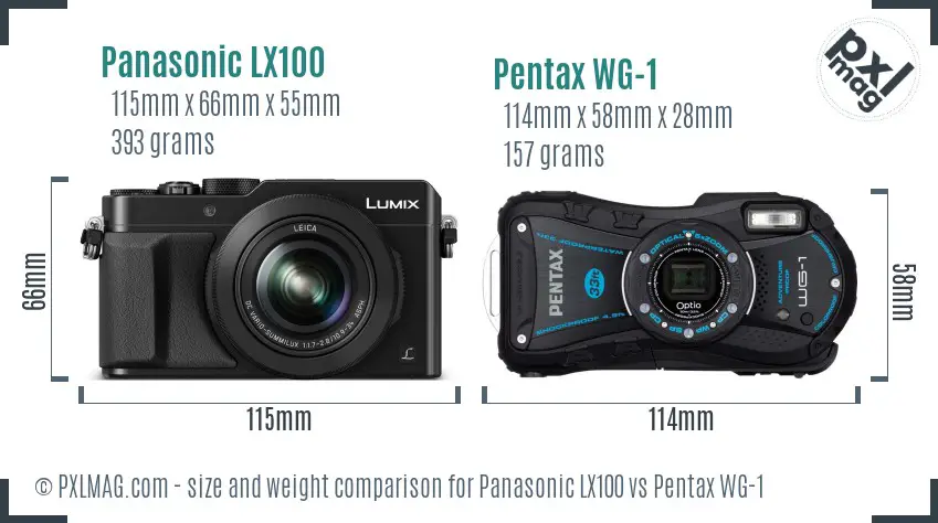 Panasonic LX100 vs Pentax WG-1 size comparison