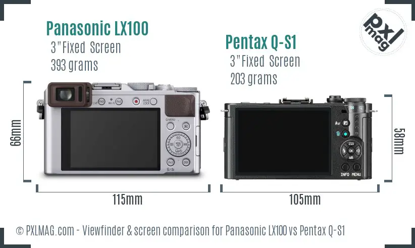 Panasonic LX100 vs Pentax Q-S1 Screen and Viewfinder comparison