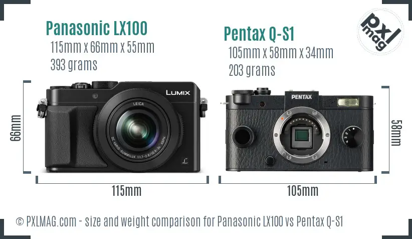Panasonic LX100 vs Pentax Q-S1 size comparison