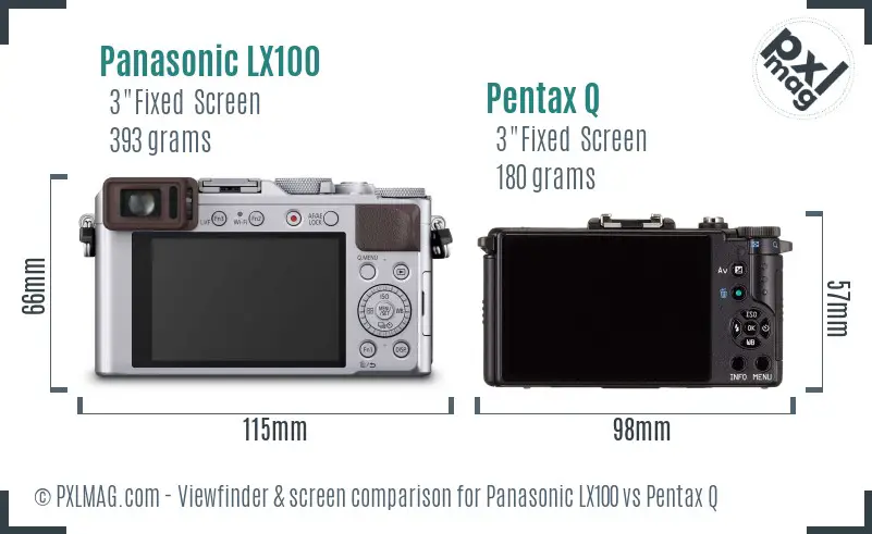 Panasonic LX100 vs Pentax Q Screen and Viewfinder comparison