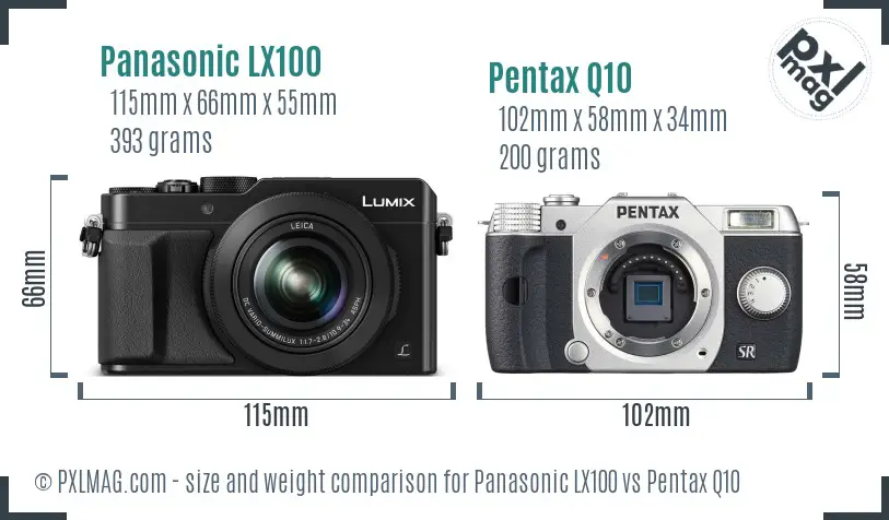 Panasonic LX100 vs Pentax Q10 size comparison