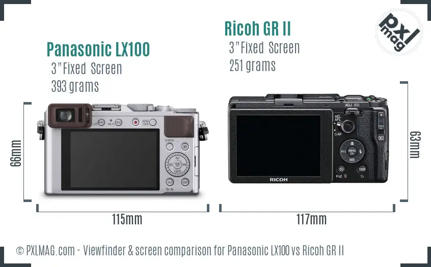 Panasonic LX100 vs Ricoh GR II Screen and Viewfinder comparison