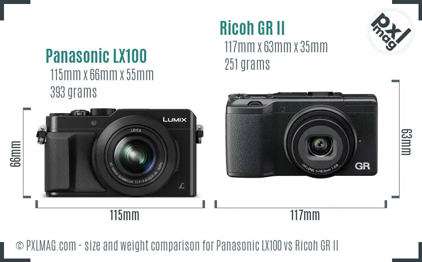 Panasonic LX100 vs Ricoh GR II size comparison