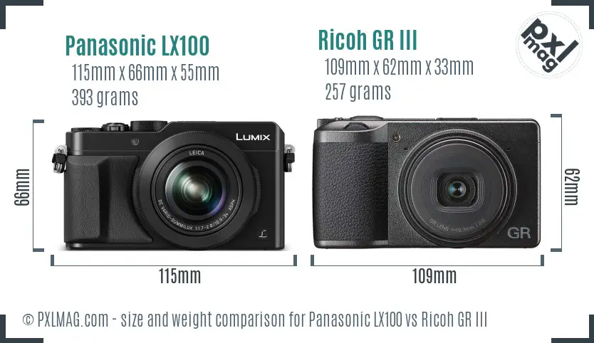 Panasonic LX100 vs Ricoh GR III size comparison