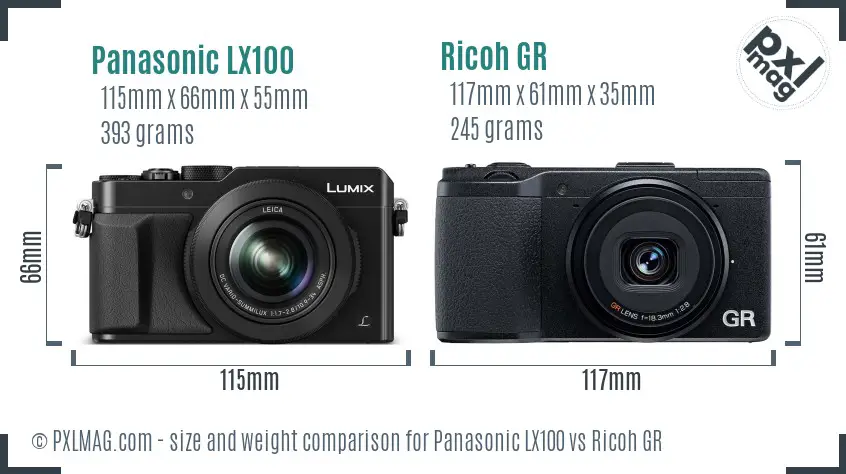 Panasonic LX100 vs Ricoh GR size comparison