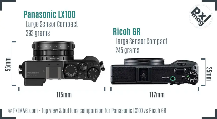 Panasonic LX100 vs Ricoh GR top view buttons comparison