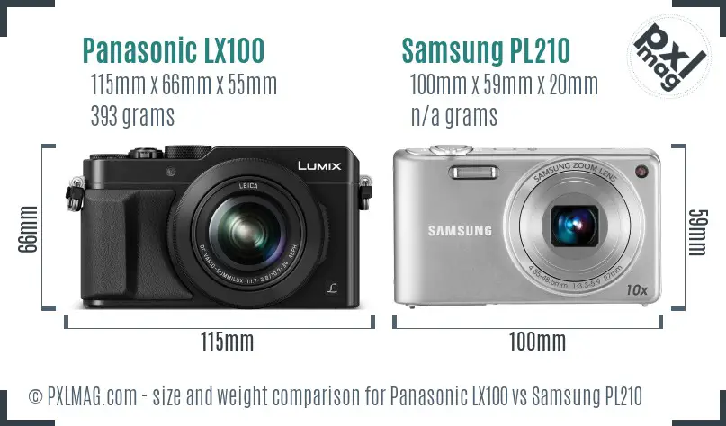 Panasonic LX100 vs Samsung PL210 size comparison