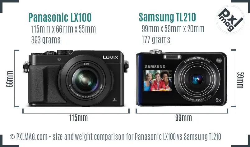 Panasonic LX100 vs Samsung TL210 size comparison