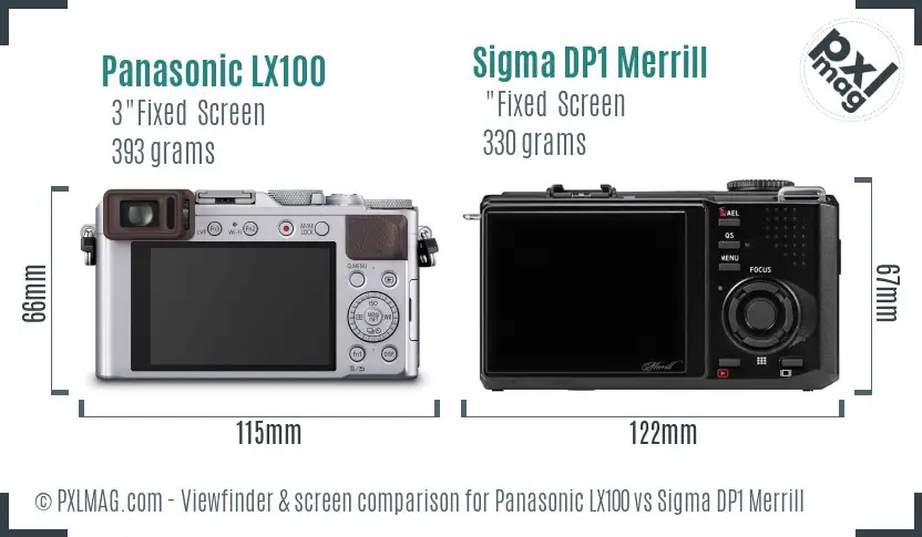 Panasonic LX100 vs Sigma DP1 Merrill Screen and Viewfinder comparison