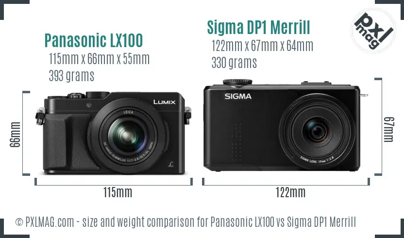 Panasonic LX100 vs Sigma DP1 Merrill size comparison