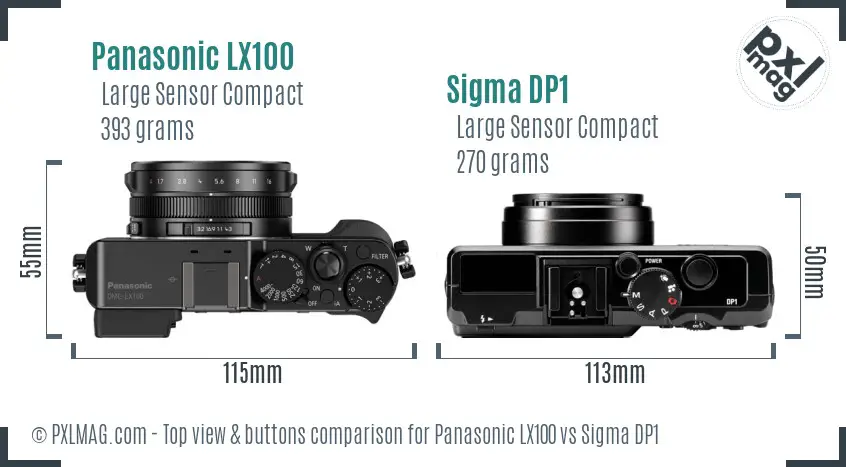 Panasonic LX100 vs Sigma DP1 top view buttons comparison