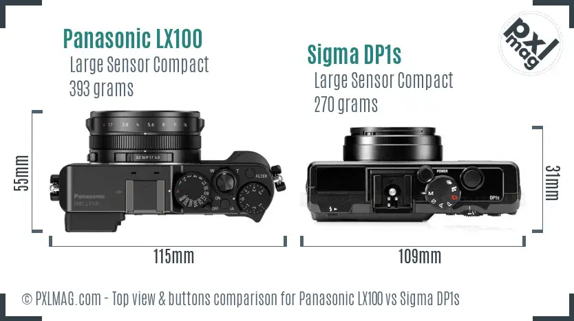 Panasonic LX100 vs Sigma DP1s top view buttons comparison