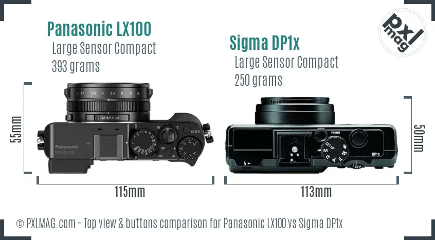 Panasonic LX100 vs Sigma DP1x top view buttons comparison