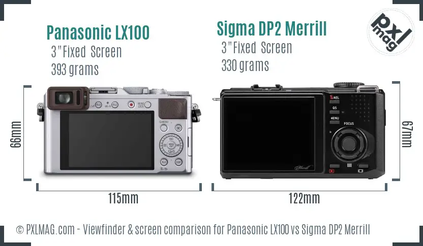 Panasonic LX100 vs Sigma DP2 Merrill Screen and Viewfinder comparison