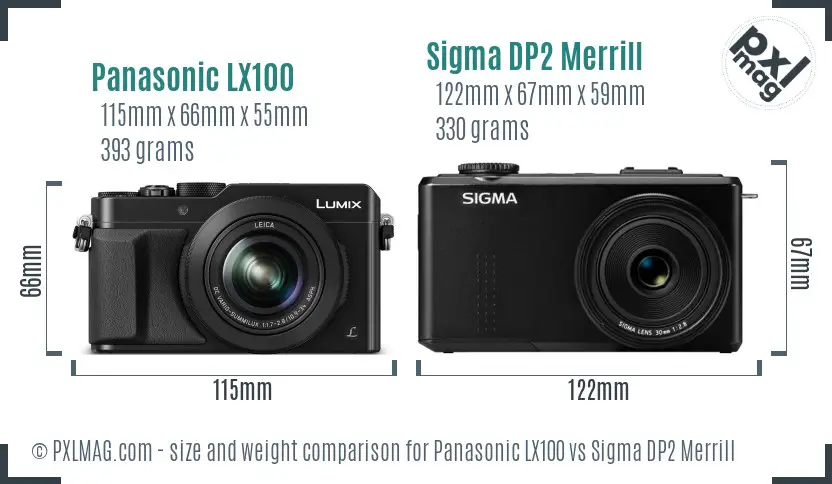 Panasonic LX100 vs Sigma DP2 Merrill size comparison