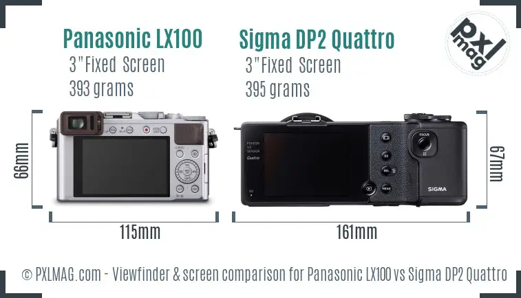 Panasonic LX100 vs Sigma DP2 Quattro Screen and Viewfinder comparison