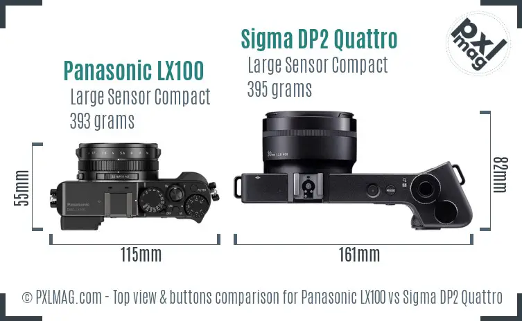 Panasonic LX100 vs Sigma DP2 Quattro top view buttons comparison