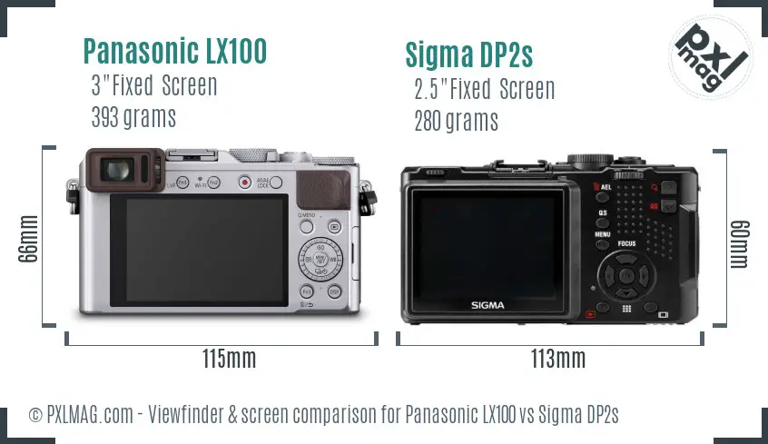 Panasonic LX100 vs Sigma DP2s Screen and Viewfinder comparison