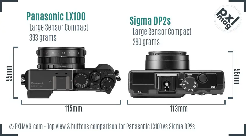 Panasonic LX100 vs Sigma DP2s top view buttons comparison