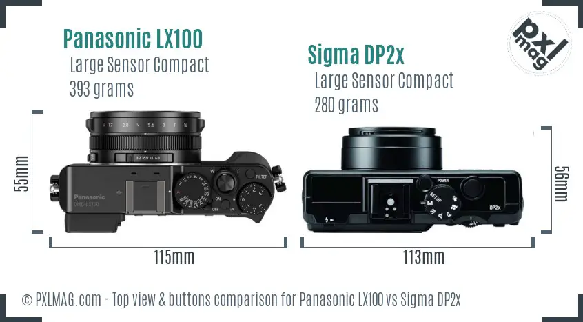 Panasonic LX100 vs Sigma DP2x top view buttons comparison