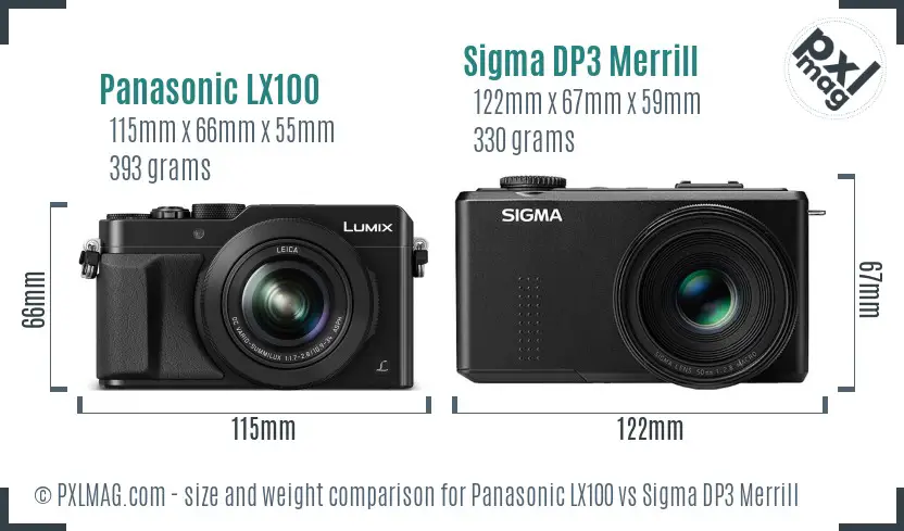Panasonic LX100 vs Sigma DP3 Merrill size comparison